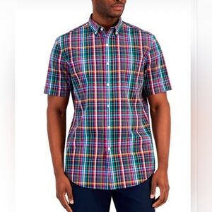 Men's Electric Holiday  Poplin Button-Down Short Sleeve Shirt size XL New.